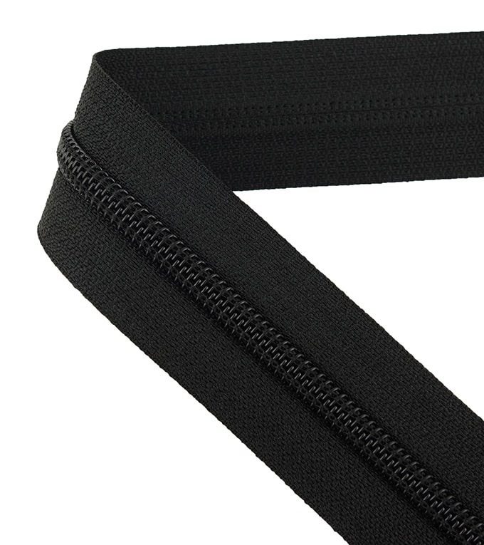5 Black Nylon Coil Zippers With Ring Pull - 5