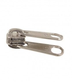 Double pull slider • Silver • n°D87 for moulded zip 6mm (n°5)