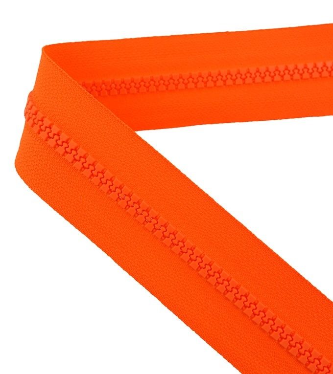 Fermeture à glissière au mètre • Injecté 6mm • Orange fluo