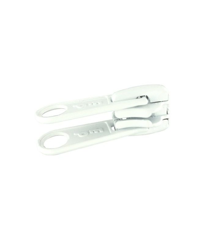 Double pull slider • White • n°D133 for moulded zip 6mm (n°5)
