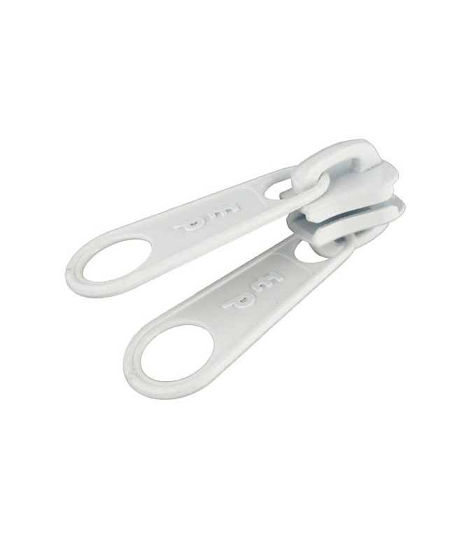 Double pull slider • White • n°D90 for moulded zip 9mm (n°10)