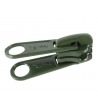 Double pull slider • Military green • n°D133 for moulded zip 6mm (n°5)