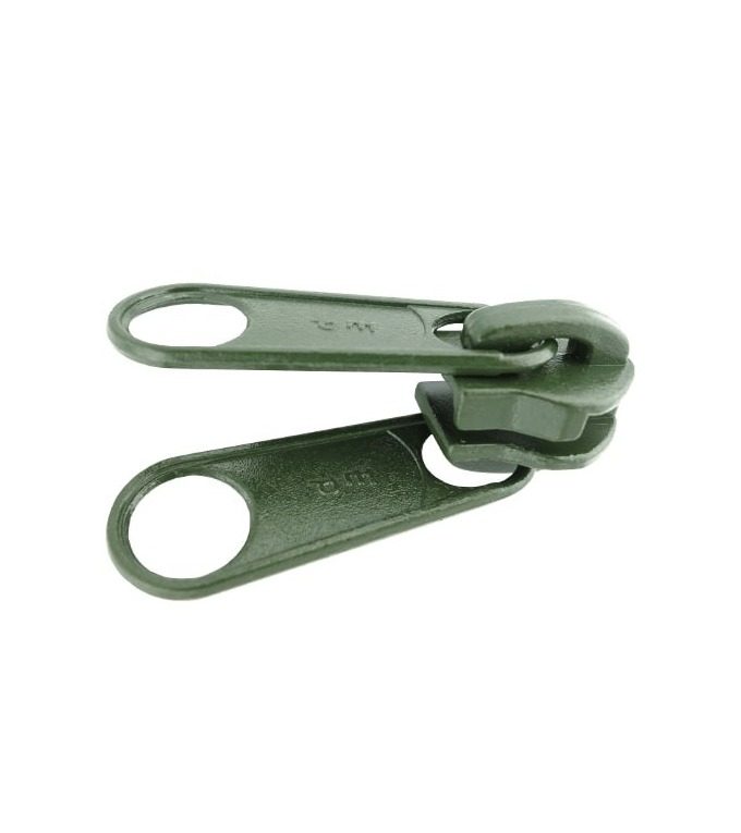 Double pull slider • Military green • n°D90 for spiral zip 8mm (n°9)