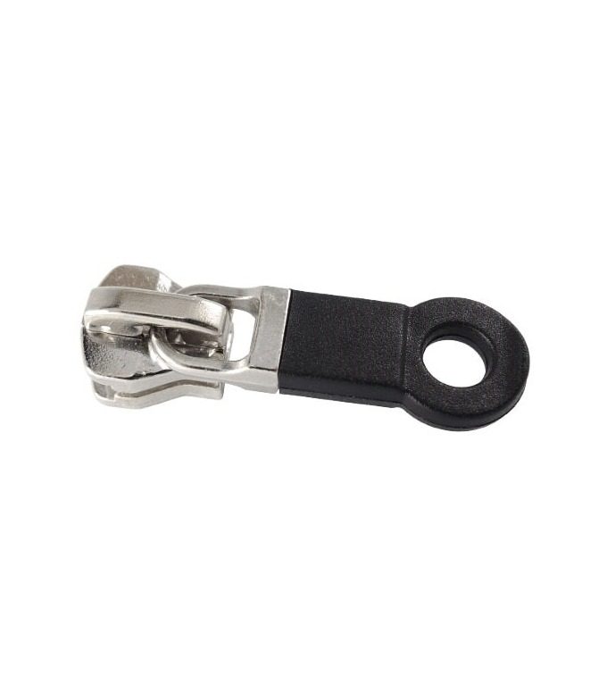 Curseur standard • Argenté-Noir • n°50 pour maille plastique 6mm (n°5)