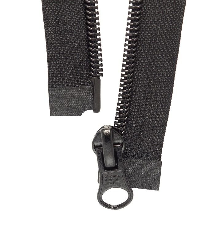 fermeture zip à glissière réversible métal longueur 75 cm couleur noir  séparable réversible largeur 3 cm zip largeur 6 mm - mercerie-extra